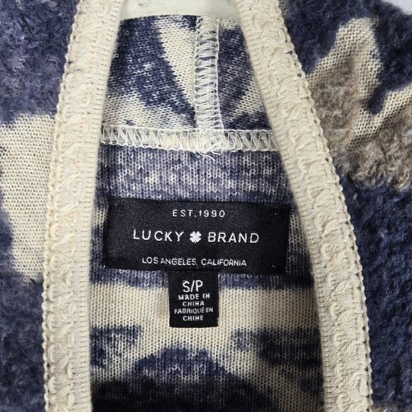 Lucky Brand Sweater Womens Small Navy Aztec Open Fringe Cardigan Boho Cozy Soft - Picture 3 of 11